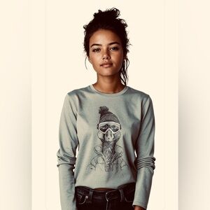 new-Cat & Jack Gray Long Sleeve Top
Ski & Snow board 
Winter Duck Graphic